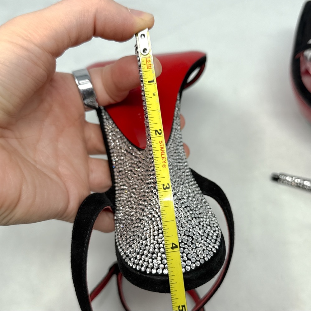 Christian Louboutin Arch Queen Strass Suede Stiletto Sandal Heels Sexy Black 38 - Picture 16 of 16